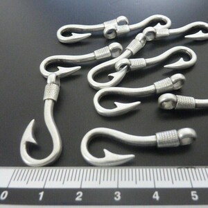 10 st silverhängen med fiskekrok, armbandskoppling med fiskekrok, smyckestillverkning, krokspänne för armband och halsband, nautiska berlocker ZM435as