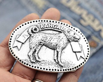 Belt Buckle Kangal Dog, Dog Belt Accessory, Animal Belt Buckle, Oval Belt Buckle, Silver Belt Buckle, Gift for him, Men Belt Buckle GS252