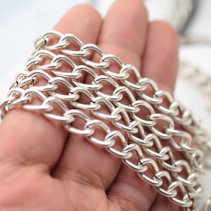 50cm Sterling Silver Cuban Link Chains Men&#39;s Women&#39;s Curb Necklace, Solid Silver Curb Chain Necklace, Dainty Curb Chain, Cuban Chain ZM763
