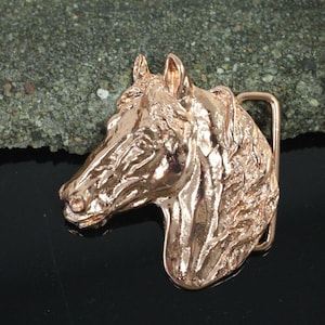 Rose Gold Horse Head Belt Buckle, Western Style Snap-On, Adjustable Cowboy Accessory, Belt Not Included GS281rg