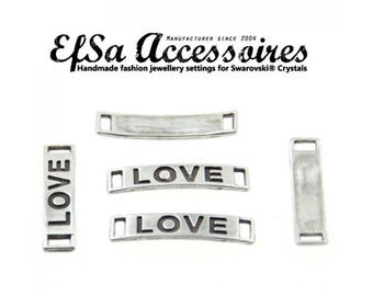 10 Love Connector Charms, Silver Plated, Antique Silver Tone, High Quality Jewelry Supplies for Wholesale Price ZM60as