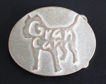 Ovalt bältesspänne, Silverbältesspänne, Hund Gran Canaria, Hundbältesspänne, Djurtillbehör, Läderbältesspänne med tryckknapp, GS311rp