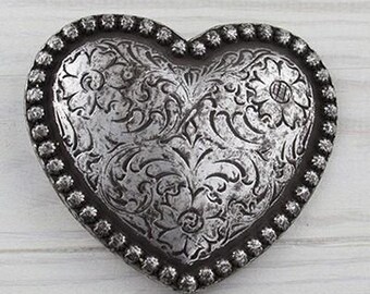 Heart Shaped Belt Buckle, Antique Silver Belt Buckle, Heart  display picture 1