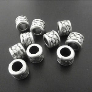10 Metal Spacer Bead, Zamak Beads, Antique Silver Beads, Metal Beads For Bracelet, Round Cord Beads, Wholesale Jewelry Findings, ZM420