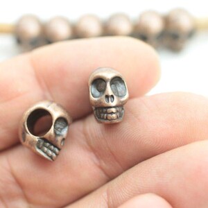 10Alien Skull, Skull Beads, Antique Copper Beads Spacers, Large Hole Beads, for Jewelry Making Supply, High Quality Wholesale Beads, ZM370ac