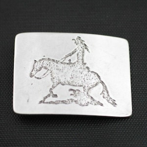 Cowgirl Belt Buckle with Horse and Rider, Western Style Metal Buckle for Women, Snap-On Adjustable Rodeo Accessory, GS57