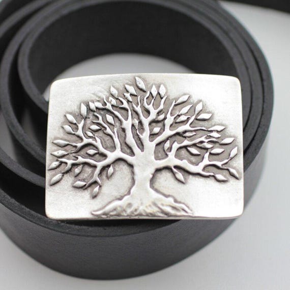 Silver Tree Belt Buckle,nature Belt Buckles, Oak Tree Belt  display picture 2