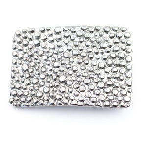 Rectangle Belt Buckle For Snap Belt, Round Pattern Belt Fastener, Geometric Belt Hardware,Rhodium Plated Belt Buckle, DIY Belt Craft GS72RH