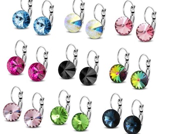 Swarovski Kristall Ohrringe, Elegante Strass Ohrringe,10 mm Kristall Ohrringe, Runde Diamant Ohrringe, Swarovski Ohrhänger F1-1-10-sw