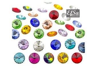 Cristalli Swarovski Crystal 1122 Rivoli Round Stones da 14 mm - Vari colori in misure da 14 mm, per incollaggio e incastonatura di gioielli e accessori, 1 pz.