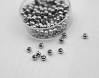 100 Brass Beads, Rhodium Plated Beads, Round Beads, Spacer Beads, wholesale Jewelry Making Supplies, ZM815rh