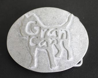 Ovalt bältesspänne, Silverbältesspänne, Hund Gran Canaria, Hundbältesspänne, Djurtillbehör, Läderbältesspänne med tryckknapp, GS311rw