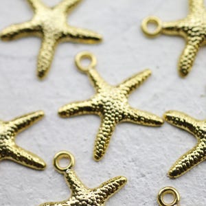 20pcs Shiny Gold Plated Starfish Charms, 18x17 Starfish Necklace, Tiny Starfish Pendant, Gold Plated Star, Jewelry Making, ZM548go