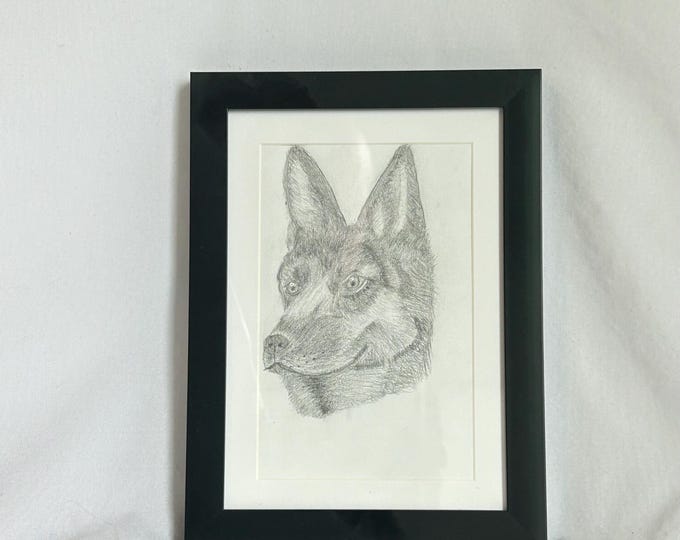 Charming Dog Sketch in Elegant Frame - Timeless Pet Art for Home Decor