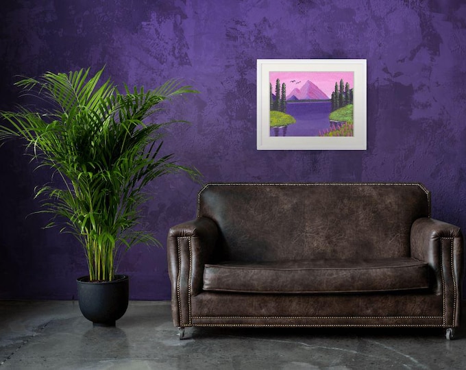 Majestic Mountain Landscape: Original Acrylic Painting for Nature Lovers