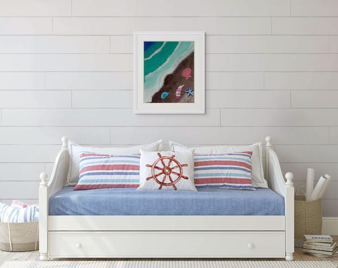 Original Acrylic Seascape - Beach Shell and Ocean Wave Art