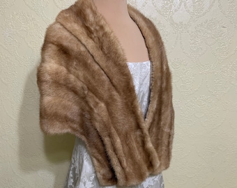 Light Golden BROWN MINK STOLE fur stole size 12 size Medium Excellent Clean condition Mink Coat Mink Jacket