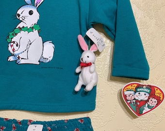 sale 10.00 off new Vintage toddler sz 4-5 Christmas Outfit 90's NEW SNOWDEN OUTFIT 3 Piece Pants Top And Bunny