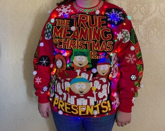 sz Large South Park ugly christmas sweater HANDMADE light up Ugly Christmas Sweater SOUTH PARK sweater size large christmas sweater