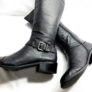 womens sz 10 Black LEATHER HARNESS Boots RENAISSANCE Boots Viking Boots