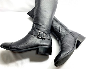 womens sz 10 Black LEATHER HARNESS Boots RENAISSANCE Boots Viking Boots