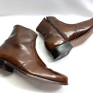 Blue Gold Logo 60&#39;s FLORSHEIM Boots Beatles Boots size 10 Brown Leather Florsheim Boots Dress Boots Disco Boots Retro Saturday Night Fever
