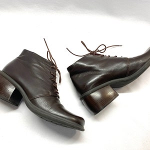 Cloud Nine Square Toe Grunge Boots Lace Up NINE WEST Boots 80's sz 8.5 PLATFORM Boots Brown Leather Boots image 2