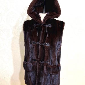 Brand New Never Worn MINK VEST With Mink FUR Lined Hood sz 10-12 mink with hood