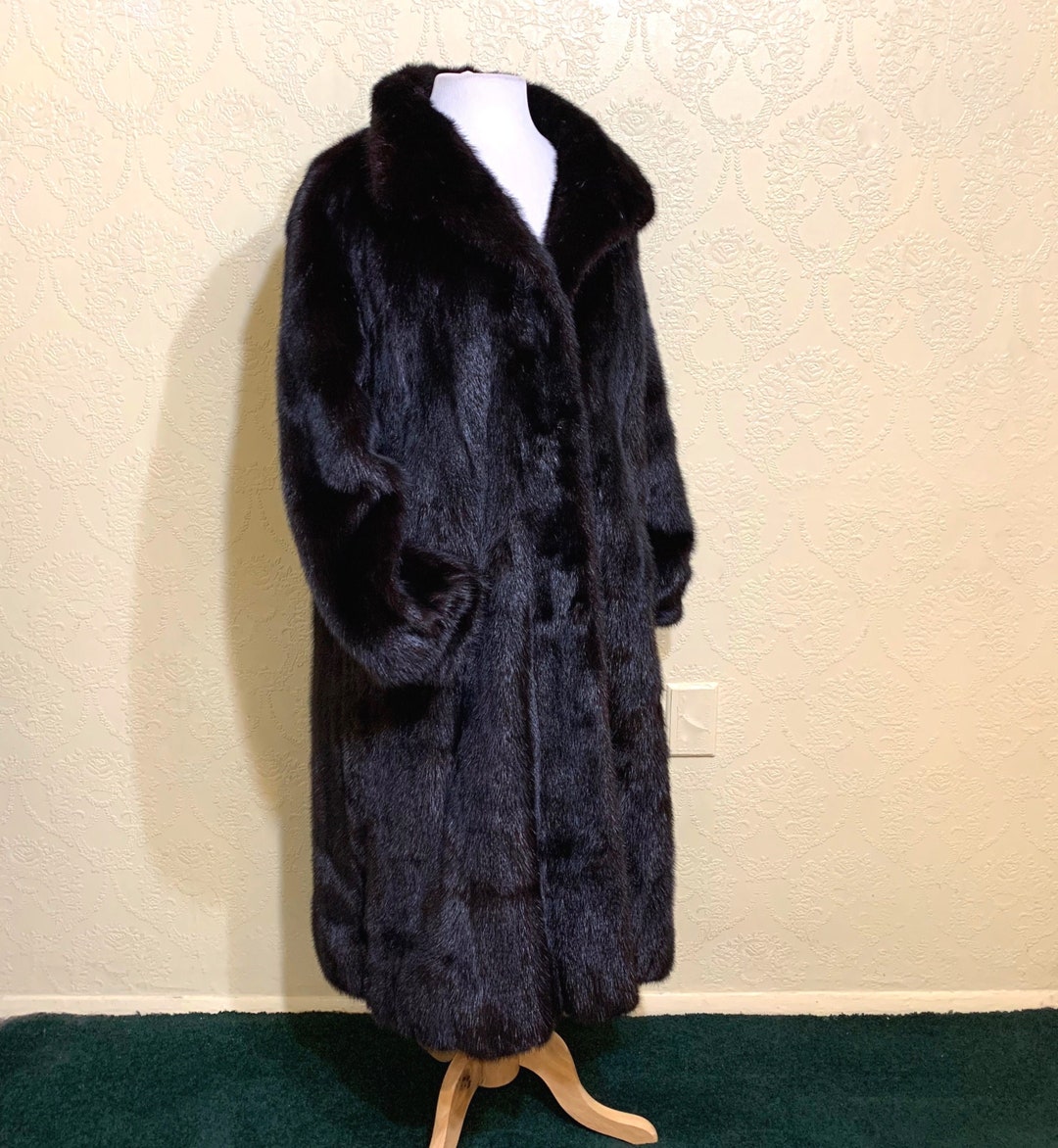 Sale 100.00 off Sz 1214 Beautiful Quality Made Long Mink Coat BLACK MINK Coat Black Fur Coat