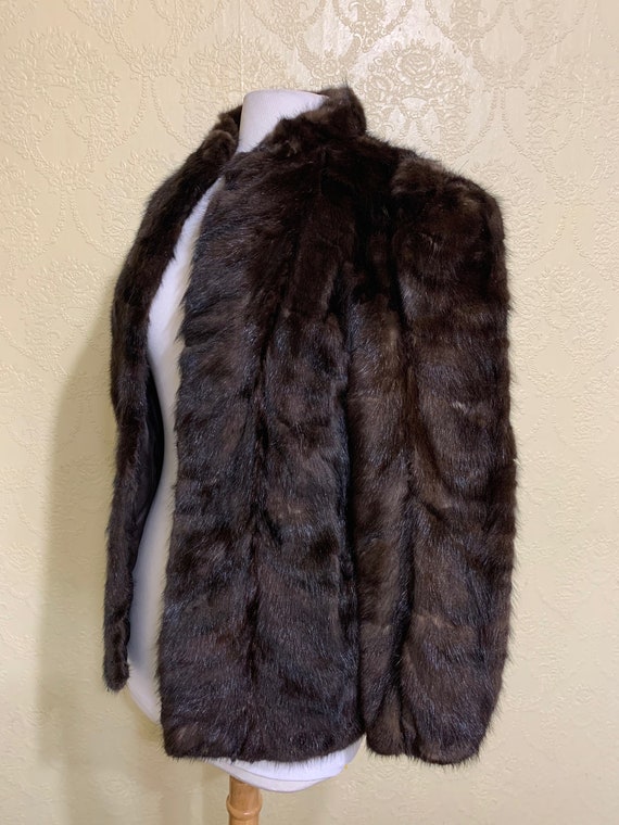 New Mink Jacket Size 6-8 BLACK BROWN MINK Coat Scu