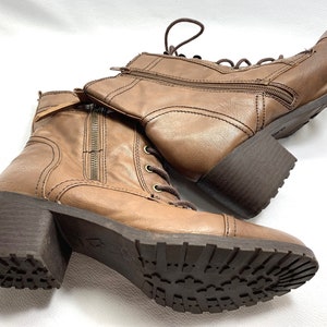 Cosplay Harness Boots womens sz 10 Boots BROWN LACE UP Boots Platform Boots Vegan Leather