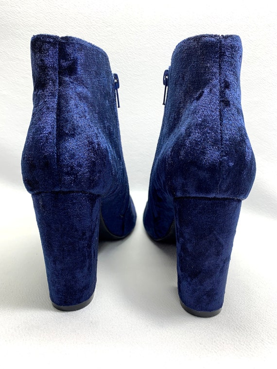 Victorian Steampunk Vintage BLUE VELVET BOOTS sz … - image 5