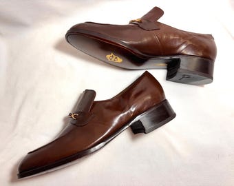 Green Silver Logo New w/box 70's FLORSHEIM IMPERIAL Shoes Cuban Heels Retro Saturday Night Fever mens sz 11 Brown LEATHER Florsheim Loafers