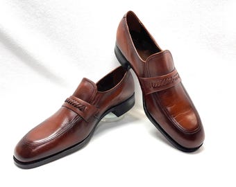 New SIGNATURE Series 70's FLORSHEIM Shoes Retro Saturday Night Fever mens size 10 Brown LEATHER Dress Shoes Florsheim Loafers