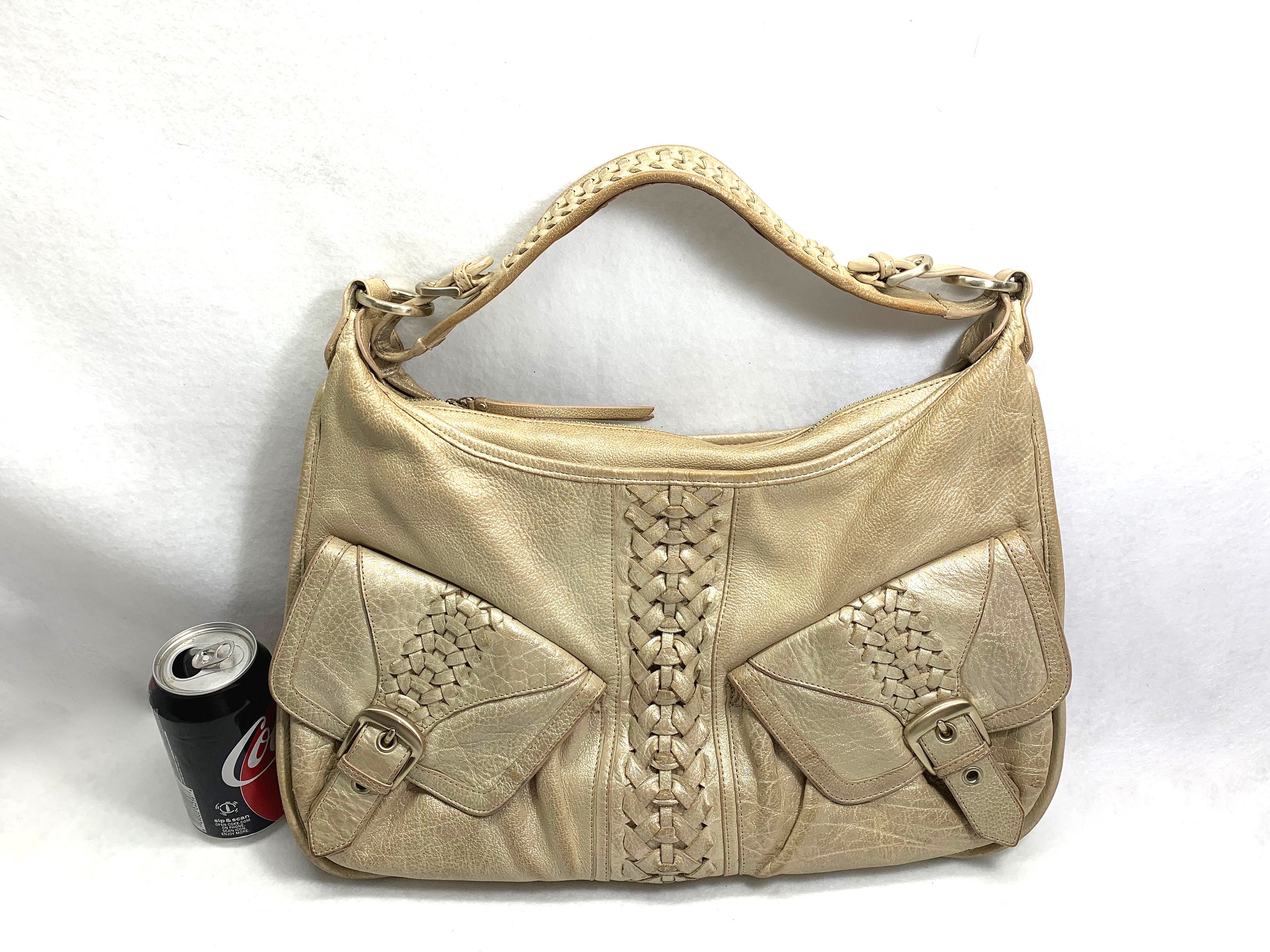 MCM MUNCHEN Hobo Purse Vintage #A9523 Golden Brown Leather Shoulder Bag  *Rare*