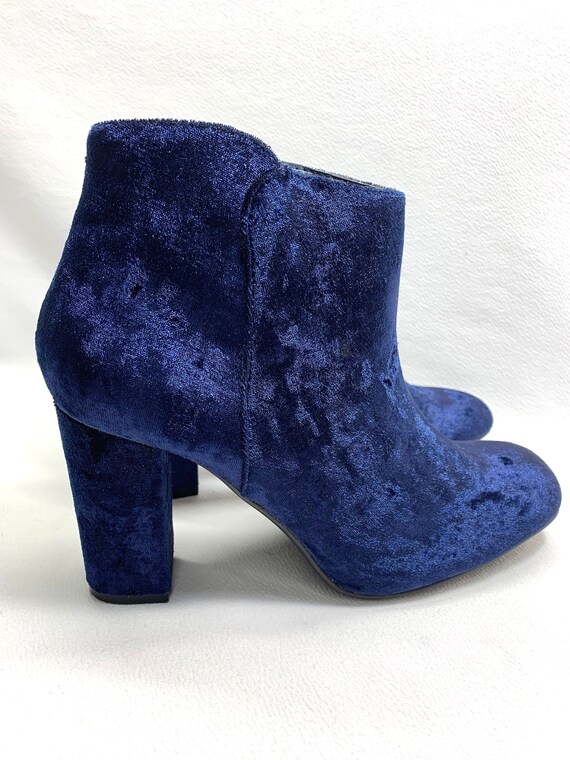 Victorian Steampunk Vintage BLUE VELVET BOOTS sz … - image 9