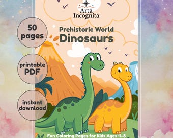 Dinosauriemålarbok – 50 roliga sidor för barn (utskrivbar PDF)