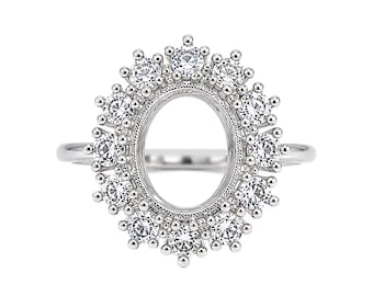 Semi Mount Ring Setting Oval 11x9 925 Sterling Silver Ring, Personalized Ring, Women Cluster Semi Mount Ring.