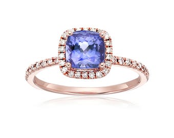 10K roségouden tanzaniet en diamant met gepersonaliseerde edelsteen meerdere geboortestenen ring voor vrouwen.