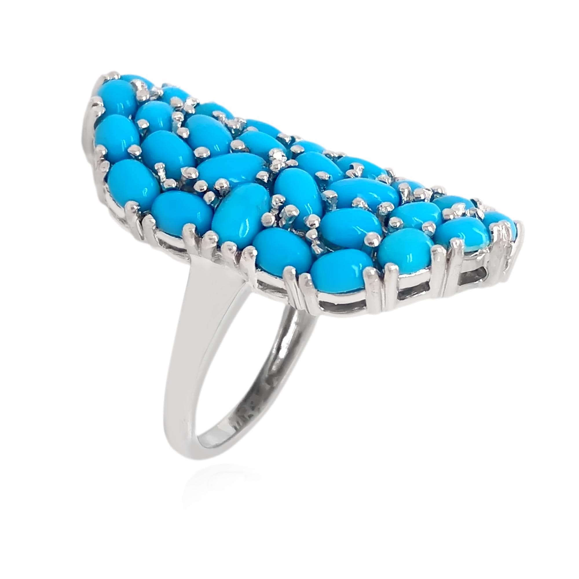 Sleeping Beauty Turquoise Ring, 925 Sterling Silver Boho Cluster Ring ...