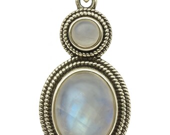 Rainbow Moonstone Dangle Pendant, 925 Sterling Silver Artisan Necklace, June Birthstone Jewelry, Handmade Gemstone Pendant, Gift for Her