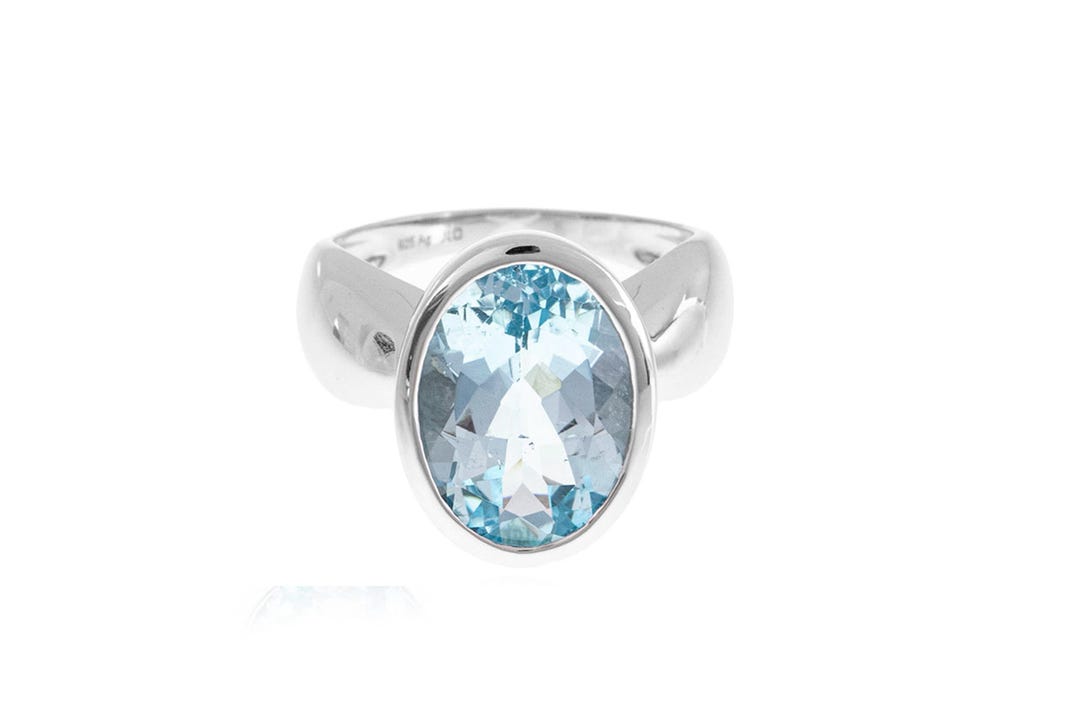 Oval Sky Blue Topaz Ring, 925 Sterling Silver Solitaire Ring, December ...