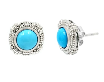 Brincos de turquesa da Bela Adormecida, brincos de prata de lei 925, brincos com a pedra do mês de dezembro, brincos exclusivos, brincos para meninas.