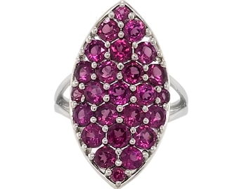 Pink Tourmaline Cluster Ring, 925 Sterling Silver Marquise Cocktail Ring, Statement Gemstone Ring, Handmade October Birthstone ring Gift Her
