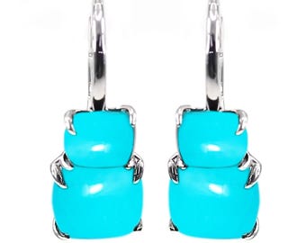 Sleeping Beauty Turquoise Earrings, Turquoise Earrings, 925 Sterling Silver Earrings, Blue Stone Earrings,  Birthstone Anniversary Earrings.