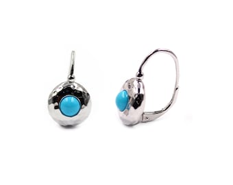 Sleeping Beauty Turquoise Drop Earrings, 925 Sterling Silver Dainty Earrings, Minimalist Blue Gemstone Jewelry, December Birthstone Gift Her