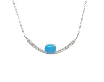 Collar con colgante de turquesa natural de la Bella Durmiente, plata de ley 925, colgante con dije, piedra natal de diciembre, colgante en racimo, regalo para ella