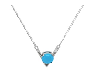 Collar de turquesa de la Bella Durmiente, colgante de plata de ley 925, colgante con dije, joyería bohemia, colgante de chevron, colgante delicado, regalo para ella.