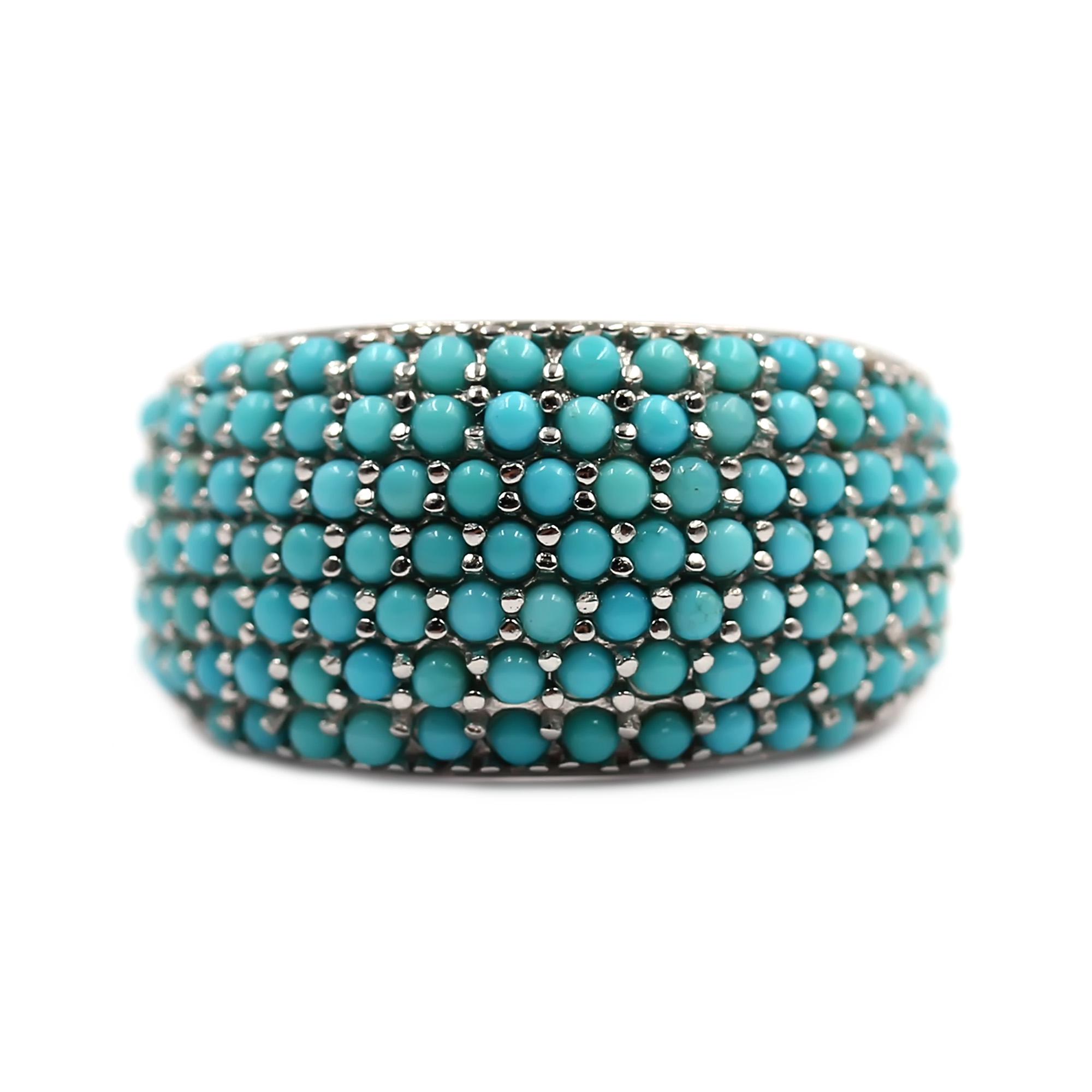 Campitos Turquoise Statement Ring, 925 Sterling Silver Boho Band