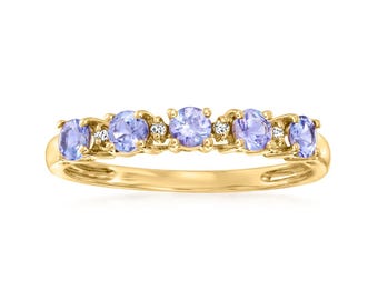 Tansanit Ehering, Minimalist Stapelring, Solitär Ring, Tansanit Statement Ring, Eternity Bandring, Edelstein Ring, Geschenk für sie